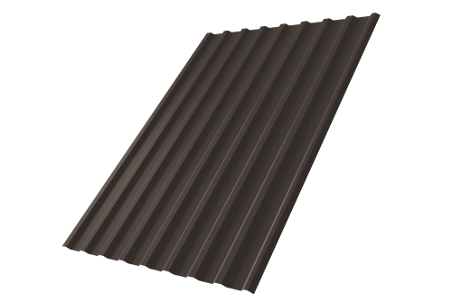 Профнастил С20R Grand Line 0,5 GreenCoat Pural BT RR 32 темно-коричневый (RAL 8019 серо-коричневый)