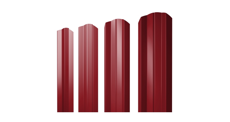 Штакетник М-образный A фигурный 0.45 PE RAL 3003 рубиново-красный