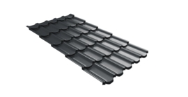 Металлочерепица  квинта плюс Grand Line c 3D резом 0,5 PurLite Matt RAL 7016 антрацитово-серый