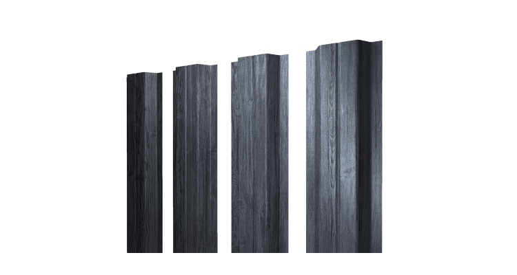 Штакетник П-образный A с прямым резом 0,45 Print Premium Grey Wood TwinColor