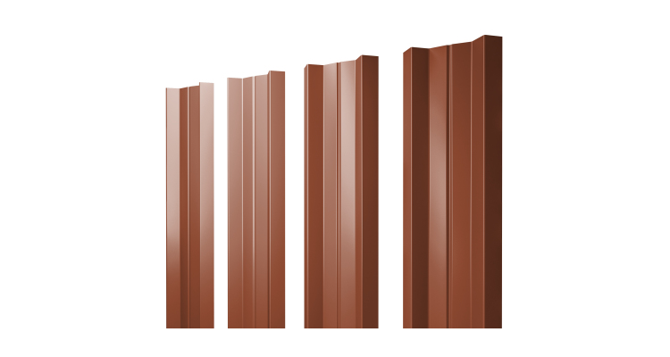 Штакетник М-образный А с прямым резом 0.5 Velur X RAL 8004 терракота
