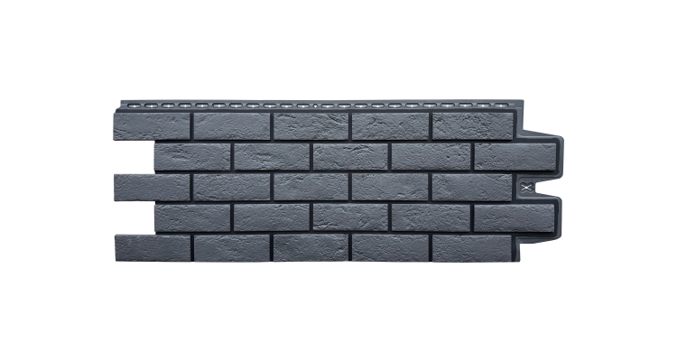 Фасадная панель GL Состаренный кирпич Design графит со швом RAL 9005